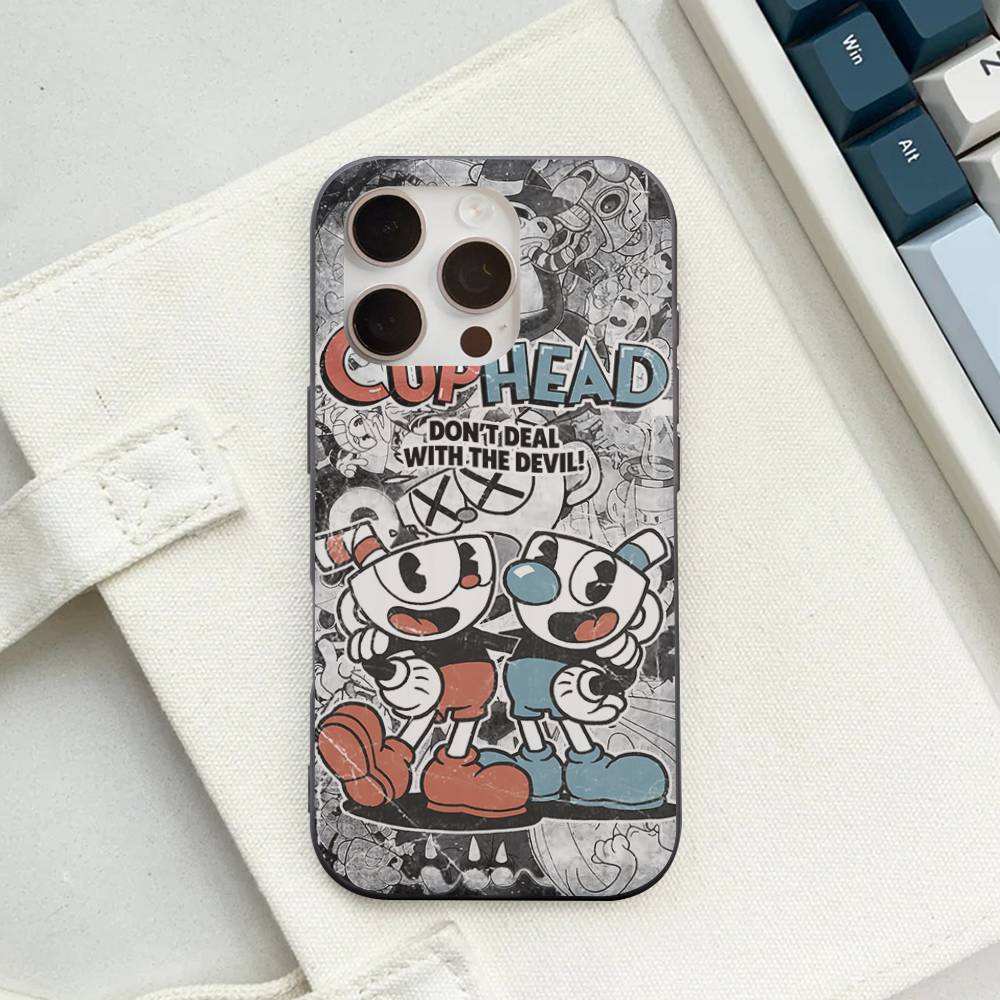 C-Cuphead Classic Game Soft Corrugated Phone Case For IPhone 11 12 13 14 15 16 17 Pro Max Plus Ripple Silicone Cover