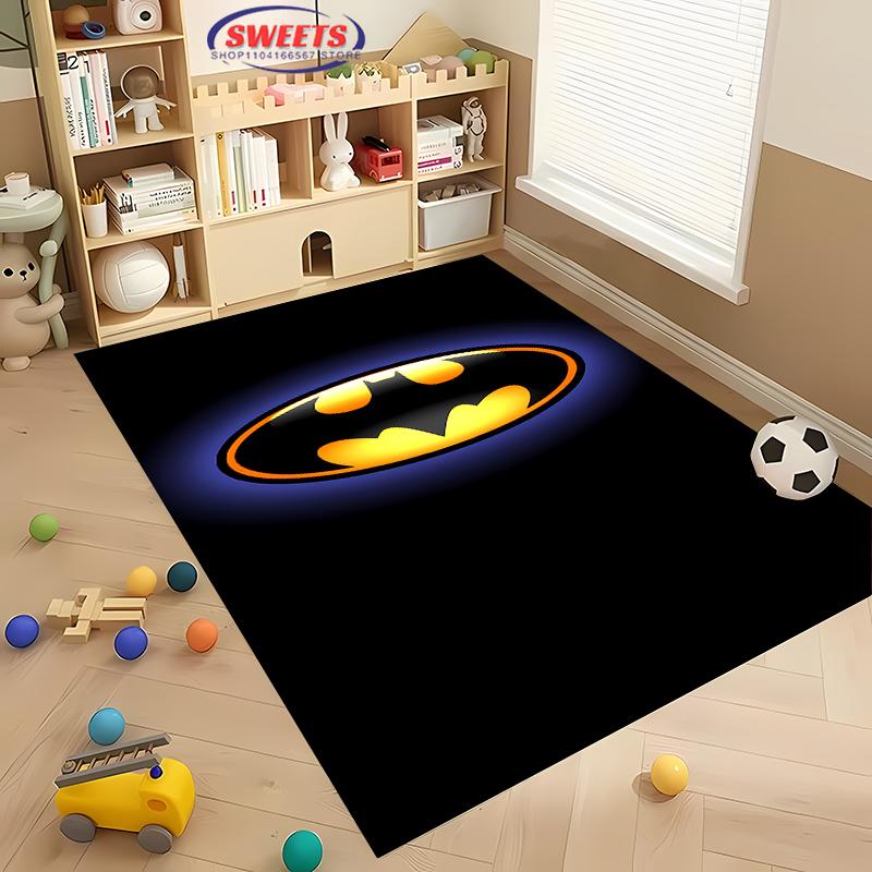 Koberec s motivem loga Batmana č. 2, podložka do obývacího pokoje, ložnice, k posteli, pohodlný protiskluzový odolný koberec, moderní jednoduchý styl, pratelný koberec