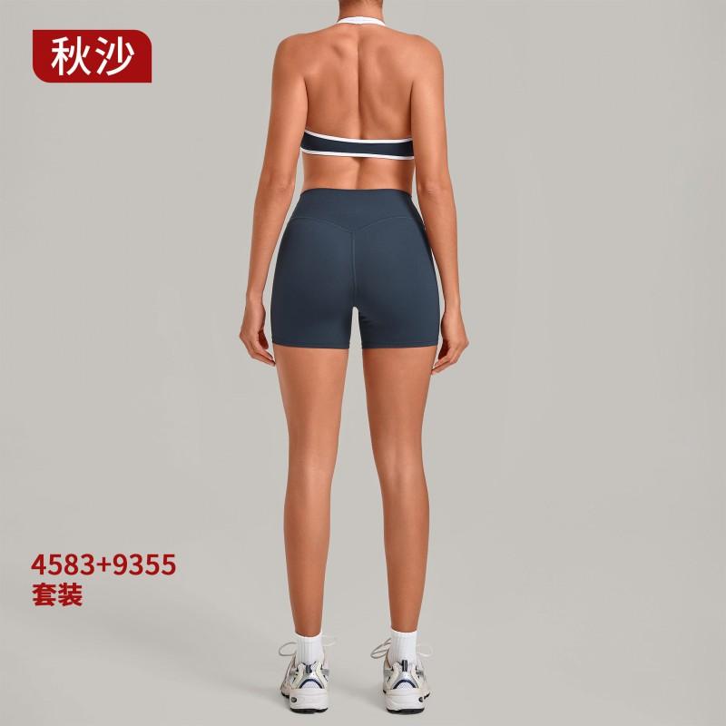 Fall Seamless Yoga Set Colorblock Pilates Training Suit Breathable Slim Fit Gym Outfit 45839355