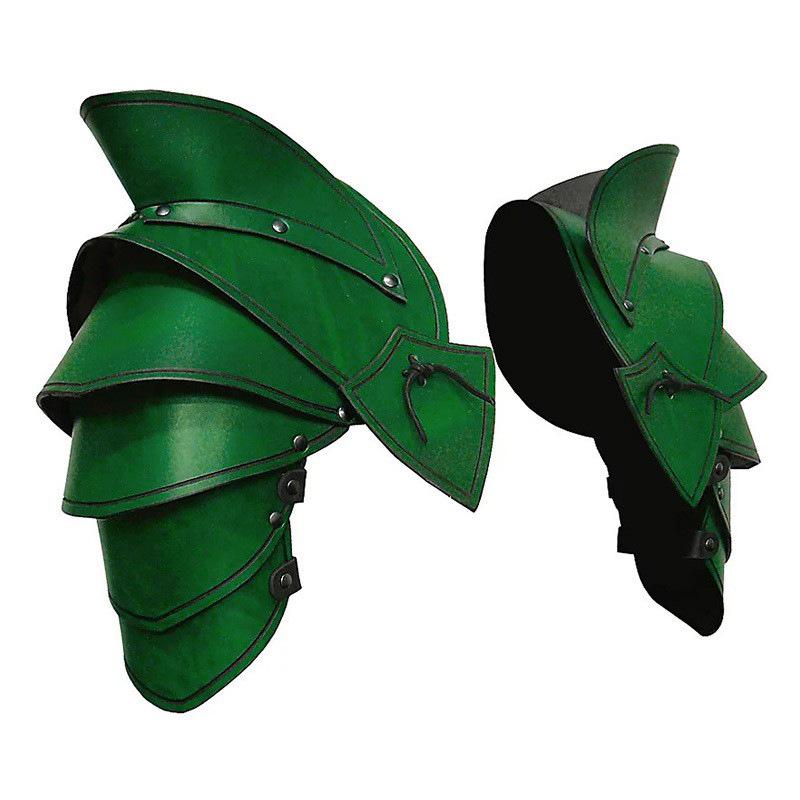Medieval Knight Double Shoulder Armor PU Leather Pauldrons Spaulder Elf Archer Cosplay Costume Halloween Party Club Props Larp