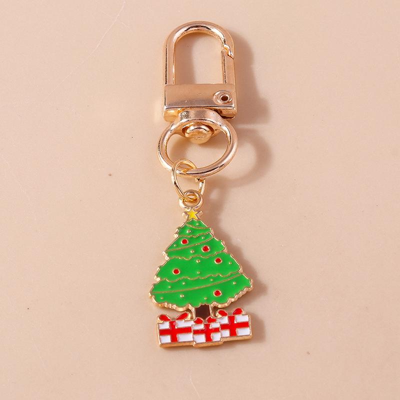 Cute Enamel Christmas Tree Keychain Santa Claus Keyring Pendants for Car Key Holder Handbag Decor Charms X'mas Jewelry Gifts