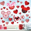 Red and Pink Valentine's Day Mouse Sticker Decals, 77pcs Reble Waterproof PVC Window Decorations for Home Party Supplies