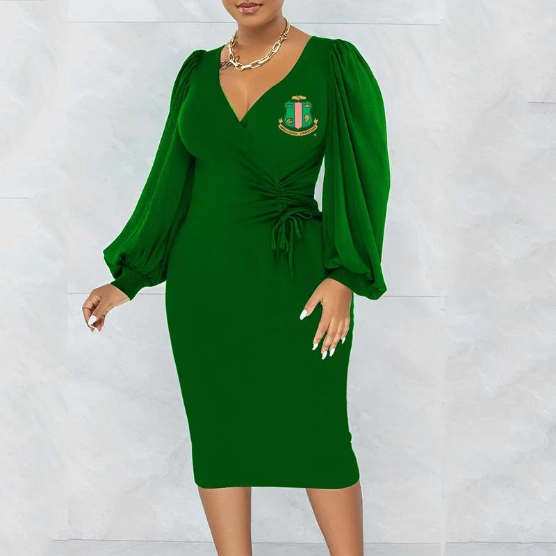 Elegancka jesienna sukienka bodycon z dekoltem w serek dla kobiet