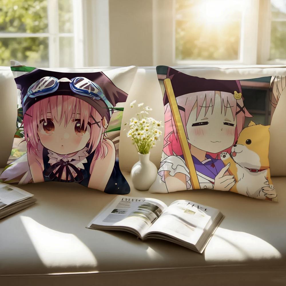 Kwaii Anime Cute S-School-Lives Cushion Cover Pillowcase Short Plush Invisible Zipper Room Sofa Cushion Cover