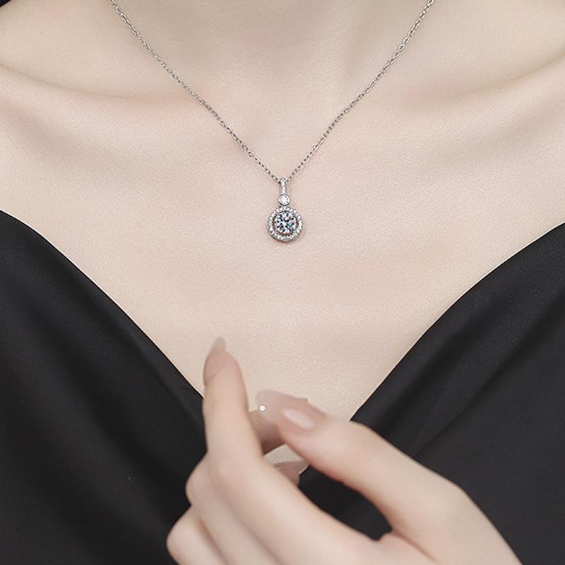 Necklace For Women Sterling S925 Silver With White Gold Plated Lab Diamond Jewelry Wedding Pendant ZircomGood product