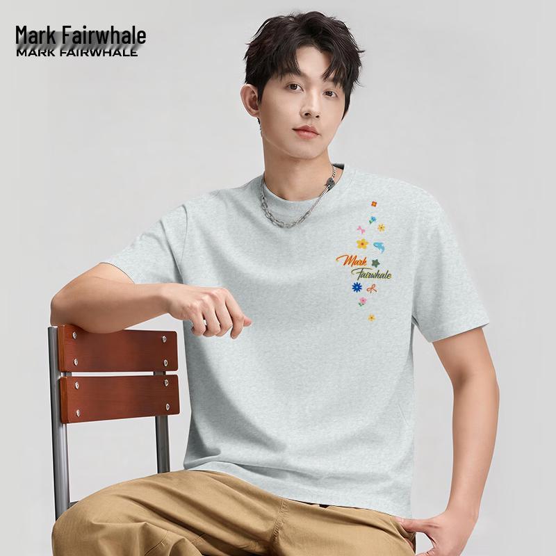 MARK FAIRWHALE Men s Floral Print Cotton T-Shirt 5XL
