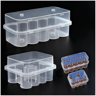 3ML/10mL 10-Slot Vial Storage Case Plastic Stackable Microtube Storage Box Clear Freezer Tube Box Diabetic Supplies