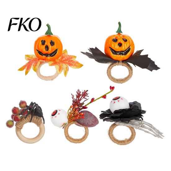 Halloween Table Decor Napkin Ring, Pumpkin, Eyeball, Spider, Skull Holder Spooky Rings for Holiday Dinner Decor, Party Supplies Three-dimensional