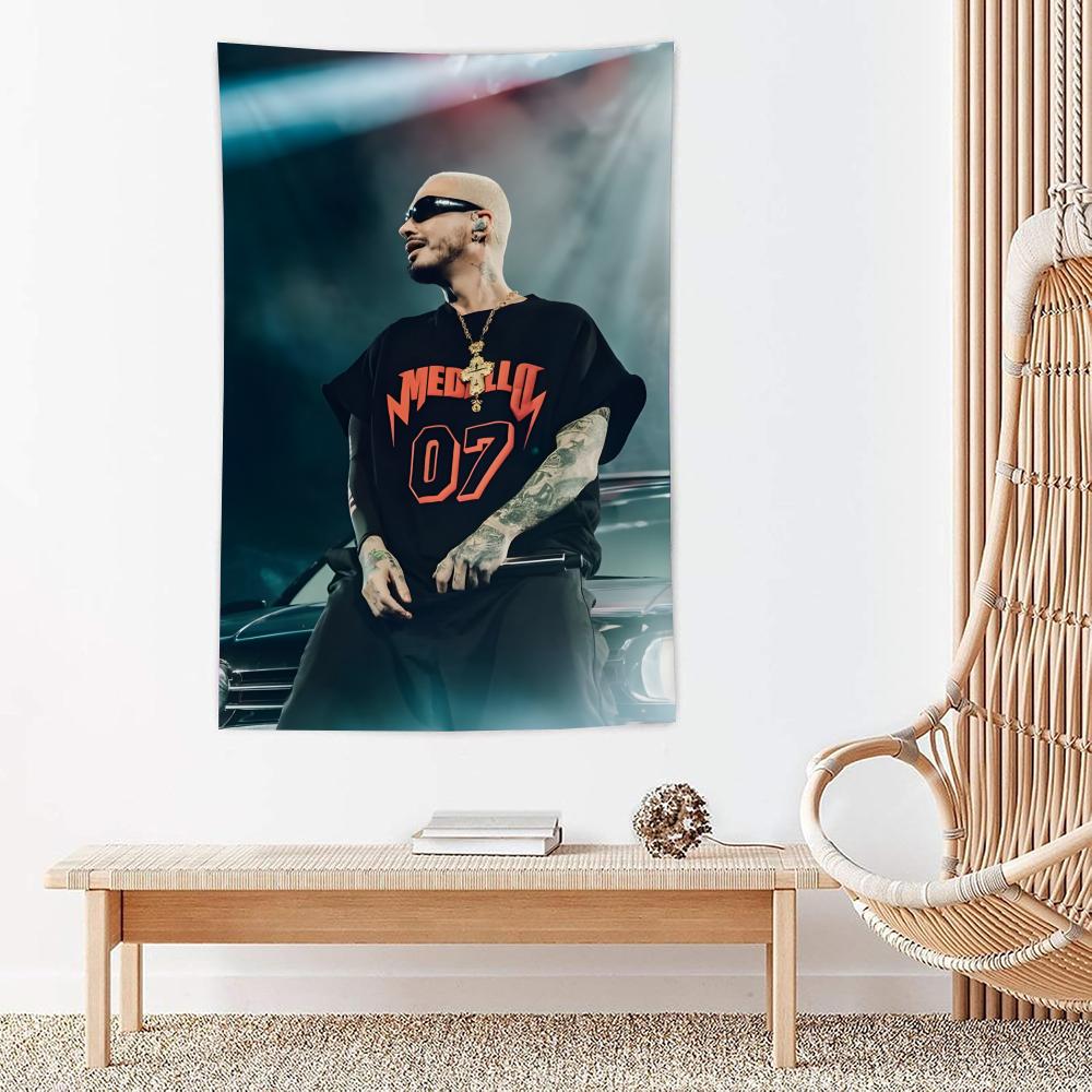 Popular Singer J Bbalvin Tapestry Microfiber Wall Hanging For Bedroom Living Room Decor Outdoor Festival Garden Bar Background