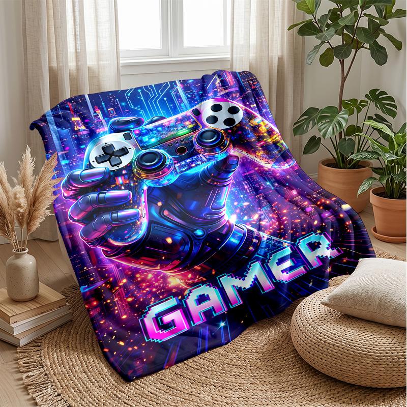 

Cyberpunk Game Controller Robot blanket Personalized Name Flannel Blanket Soft Cozy Plush Throw for Sofa Bed Lightweight Home Decor 75x90cm