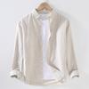 Linear Long-sleeved Men's Japanese Casual Loose Cotton Linen Shirt Spring and Summer Outfit Inch Shirt