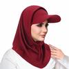 Casual Sun Hat with Hood Solid Color Sun Protection Muslim Headscarf Hat UV Resistant Neck Protection Muslim Turban Cap