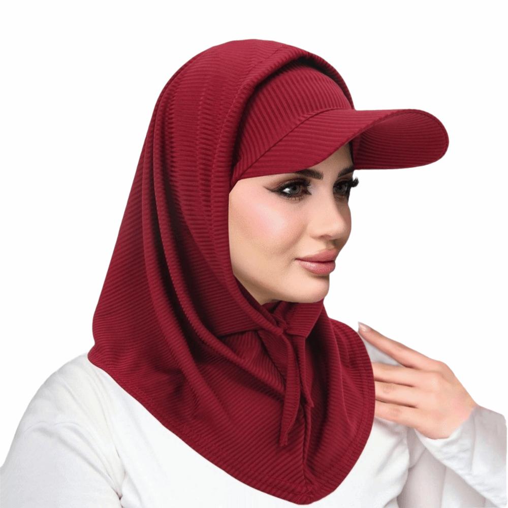 

Casual Muslim Headscarf Hat Solid Color Neck Shade Cap Multi-Functional Muslim Turban Cap Fishing красный