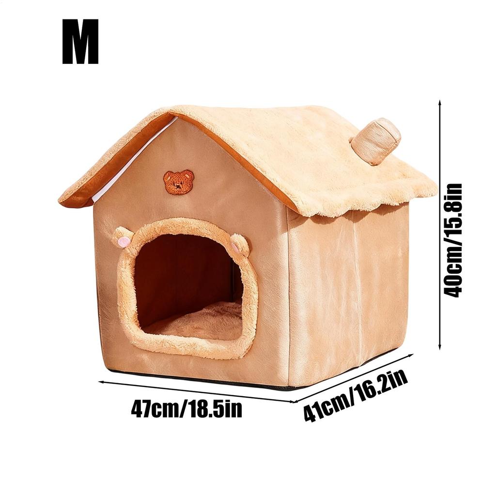 Cat Bed Cave Washable Warm with Removable Cushion Winter Indoor Cat House Kitten Bed for Puppy Small Dog Pet Bedroom Living Room
