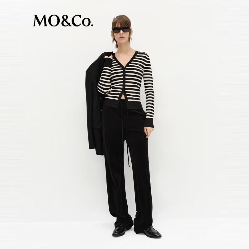 MO&Co. Brushed High-Waist Straight-Leg Drawstring Pants