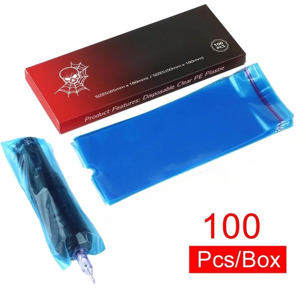 100 PCS Waterproof Tattoo Pen Protective Packaging Color Barrier Tattoo Film Machine Pen Protective Film Anti Fouling Film