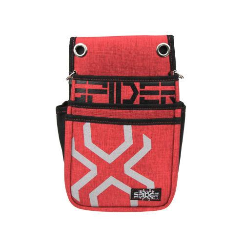 SK11 SPIDER 3-Drawer Waist Pouch, SPD-RD-7, Red, Large Eyelets and D-Rings for Easy Attachment of Drop Protection Cords, 200mm Wide x 270mm High x 100