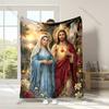 1PC Virgin and Jesus Halo Faith-printed Flannel Blanket Soft and Warm Suitable for Home Travel Picnics Camping and RV Use