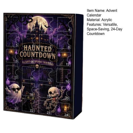 Children Holiday Entertainment Halloween Advent Calendar, 24 Day Haunted Countdown Box with Mini Calendar for Kids Figures, Spooky Collectible Toy Set