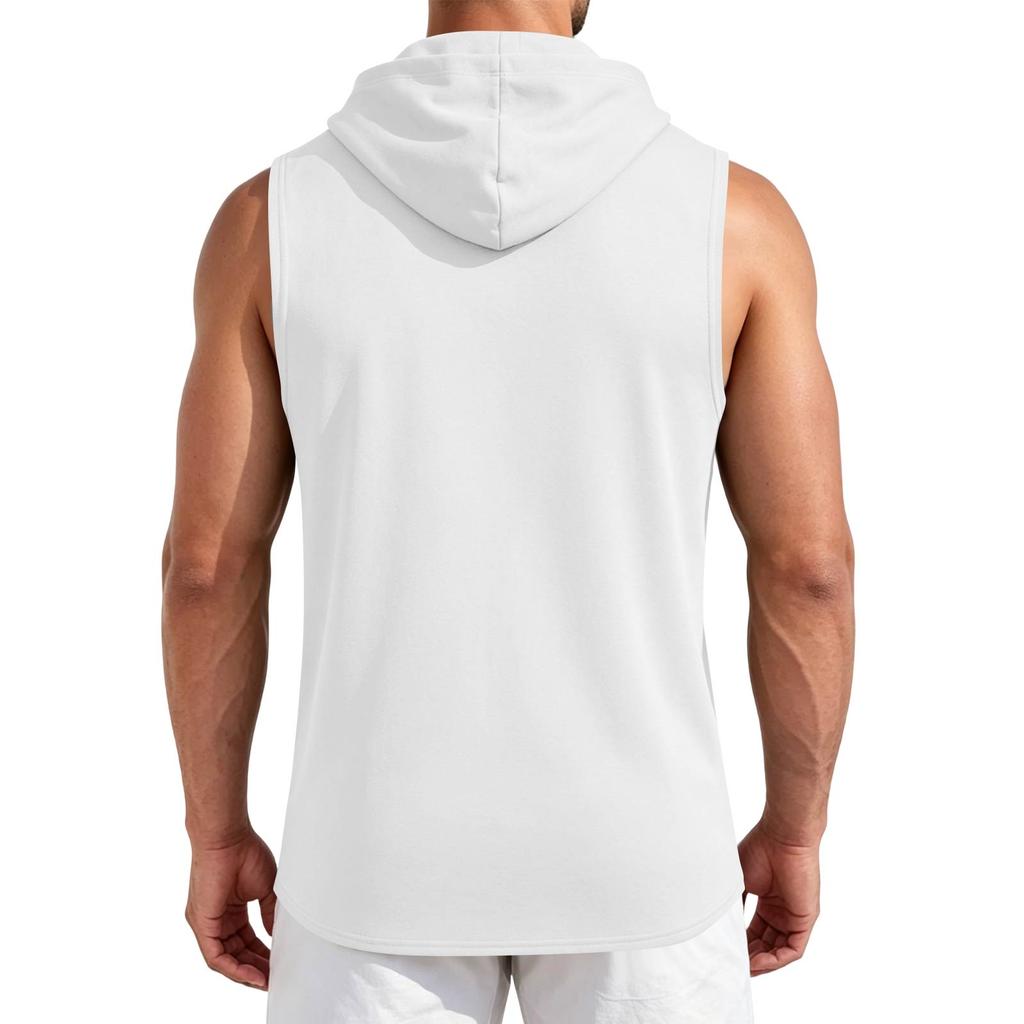 Men Sleeveless Hoodie Gym Vest with Pocket Quick Dry Athletic Muscle Tank Top for Sports Workout Running Training Fitness