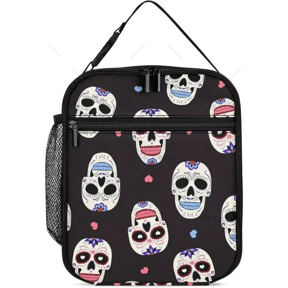 

Готический череп изолированный ланч-бокс для женщин и мужчин портативный милый ланч-бокс для работы высокое качество и большое количество сумка-тоут 26x21x11CM зелёный