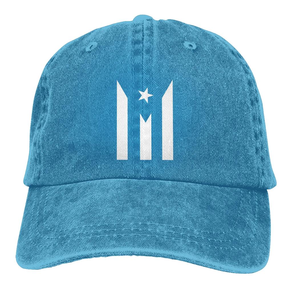 Men Women Puerto Rico Resiste Boricua Flag Se Levanta Denim Fabric Baseball Hat Adjustable Trucker Cap Black Snapback Hat