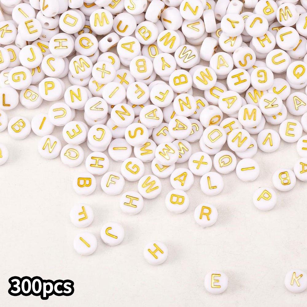 100/300/500pcs Acrylic Letter Beads White Yellow Acrylic Letter Beads Round Decorative Beads DIY Bracelet Necklace Earrings Keychain