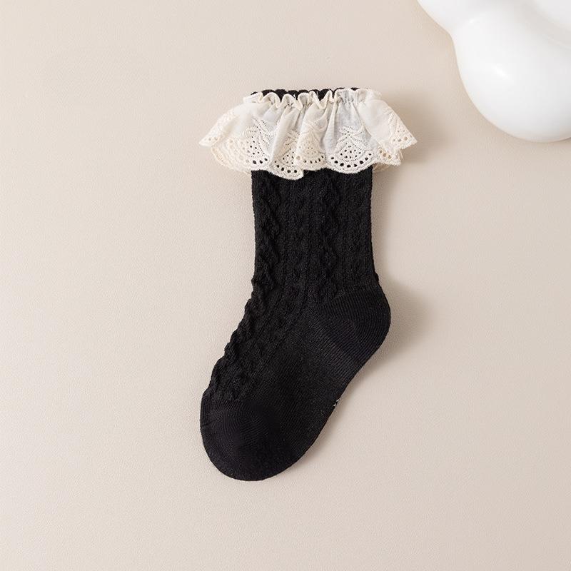 Baby Socks Spring Andautumn Styles Children's Socks Lace Socks Class A Cotton Mid-calf Socks Girls' Short Socks Infants and Toddlers 0-5 Years Old
