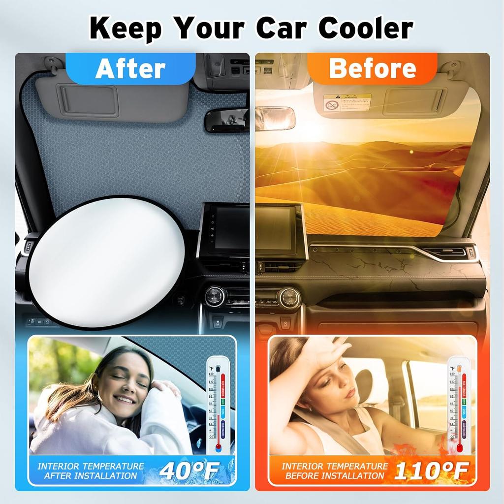 Windshield Sun Shade For Toyota Tundra -2024 2025, Upgraded Nano Material Front Window Shade Cover For Tundra -2025, Foldable Sunshade Tundra