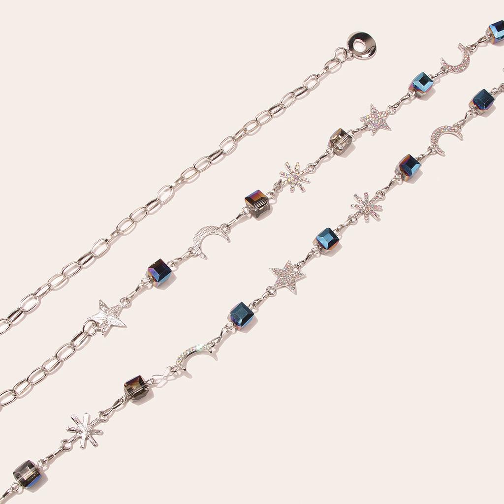 New Star Moon Crystal Decorative Waist Chain Women's Rhinestone Inlay Metal Elegant