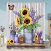 Sunflowers Lavender Shower Curtains Green Plants Popular Flowers Small White Daisy Butterflies Hanging Curtains Bathroom Decor