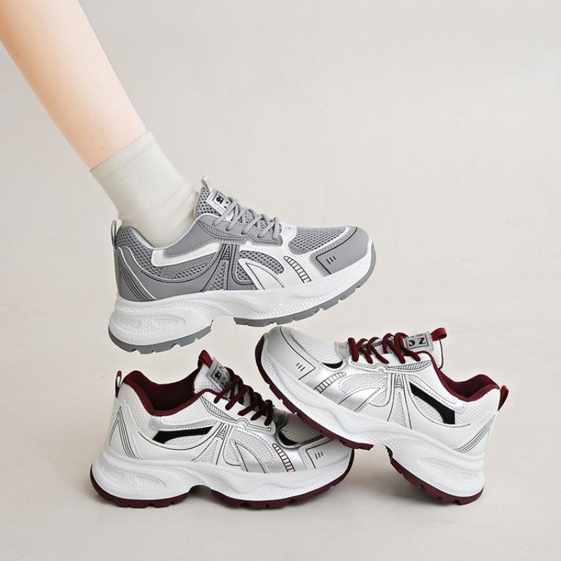 Campus style platform running shoes women's spring new color matching mesh dad shoes student sports shoes