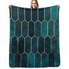Deep Teal and Blue Gold Pattern Throw Blanket Air Conditioner Soft Blanket for Office Home