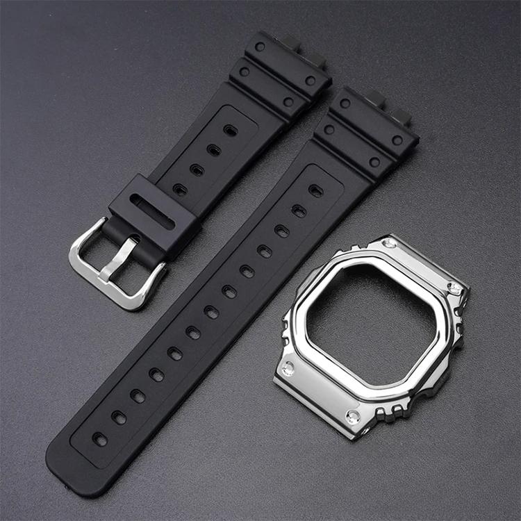 Replacement Transparent Resin Strap+PC Bezel for Small Cube Gold Bricks For  Casio G-Shock GMW-B5000 Watch Band