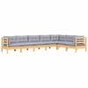7 Piece Garden Lounge Set with Gray Cushions Solid Pine Wood