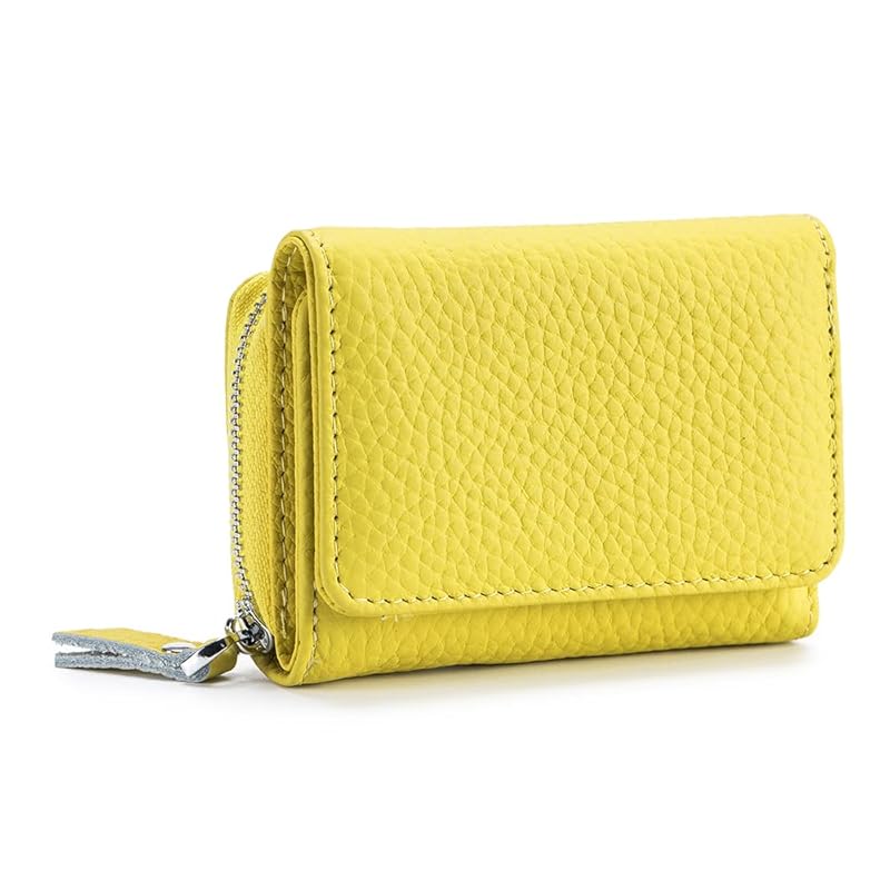 

Yocipa Genuine leather compact multifunctional Wallet ladies leather tri-fold mini wallet skimming prevention coin purse card holder coin case small