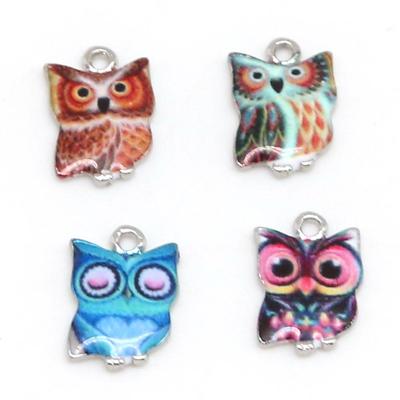 2/4Pcs 10*15mm Owl Shape Alloy Drop Oil Pendant For Jewelry Component Making DIY Necklace Bracelet Earring