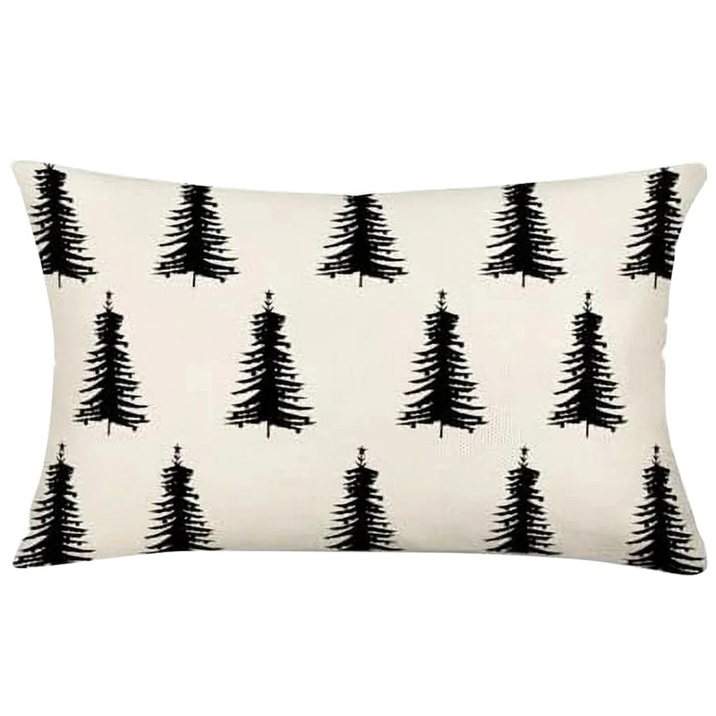 New Christmas Style Simple Letter Double-sided Printed Linen Pillow for Home Decoration, Sofa Waist Pillowcase