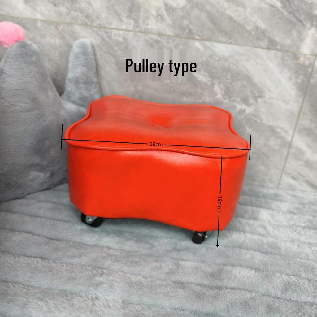 Four-Leaf Clover Upholstered Leather Stool for Living Room or Entranceway