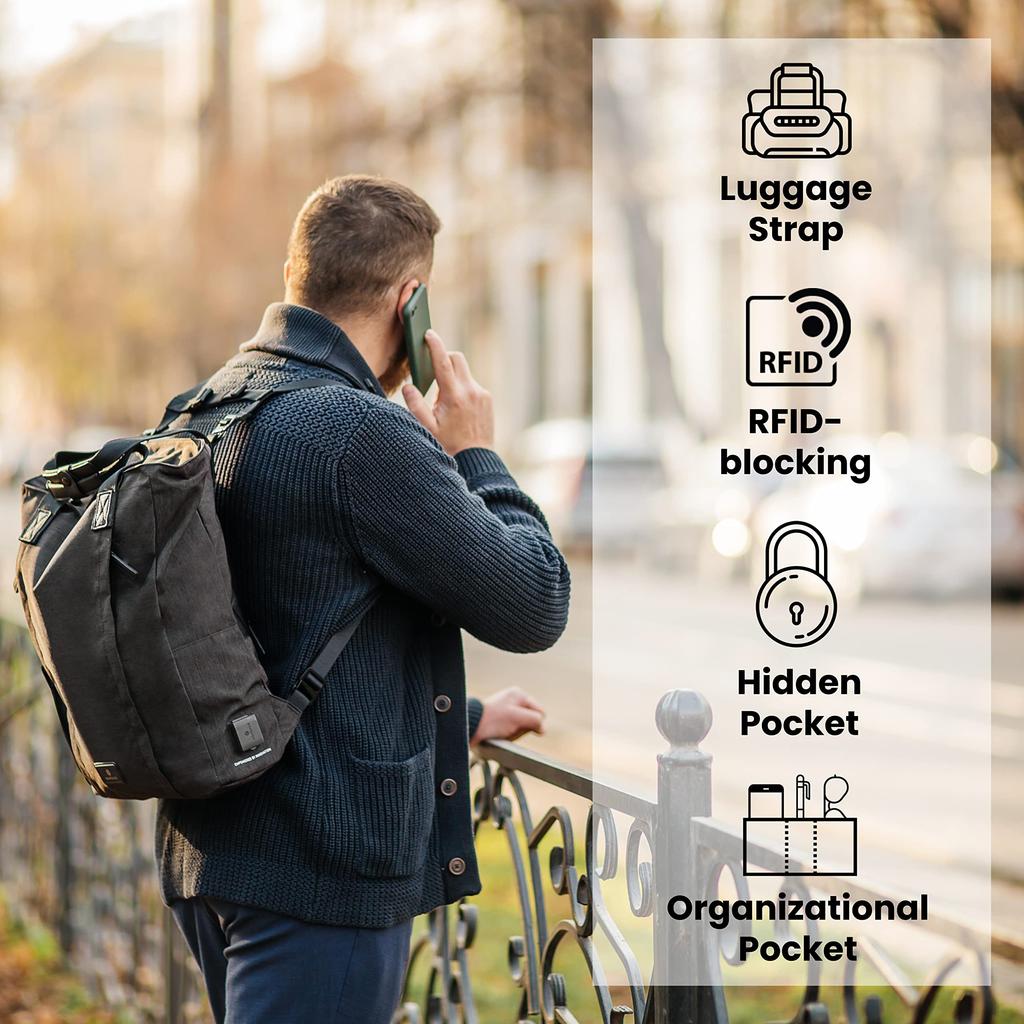 Nordace Siena II Totepack Reise-Rucksack für Männer und Frauen mit USB-Ladeanschluss Wasserdichter Tages-Buch-Reise-Rucksack, Schwarz, 40x31x10,