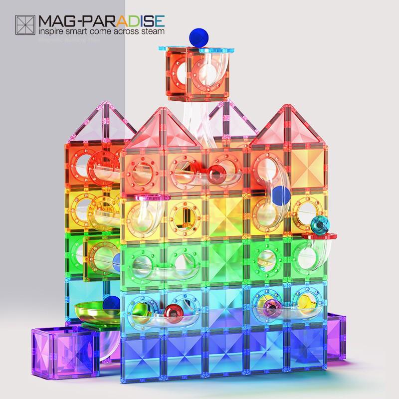Stained Glass Magnetic Building Blocks Set - 100-Piece Educational Toy for Kids
