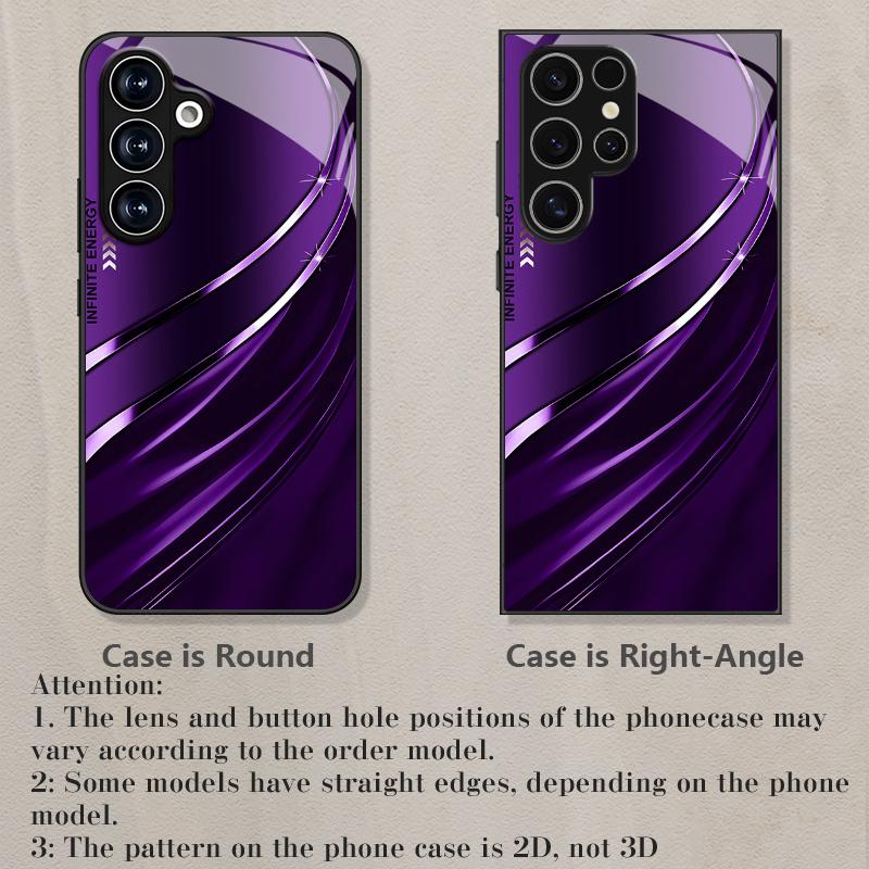 Coque de téléphone en verre trempé à motif ondulé et incurvé pour Samsung Galaxy S26 S25 S24 S23 S21 S20 fe/plus/ultra anti-chute