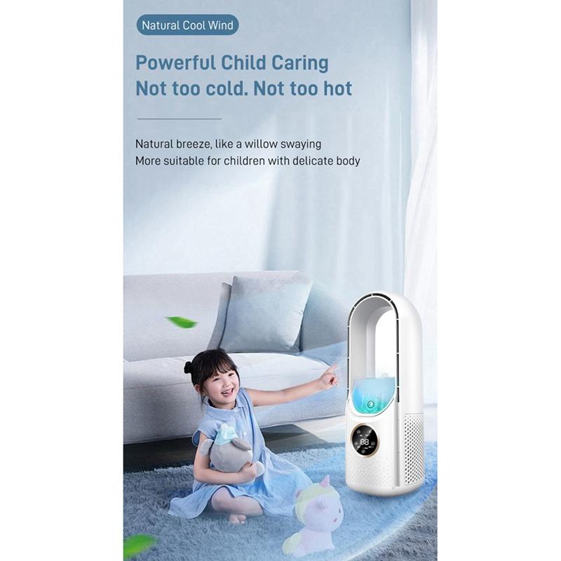 6 Speed Portable USB Air Cooler Leafless Electric Fan Silent Timer Air Conditioner Cooling Fan Humidifier Conditioning Fan