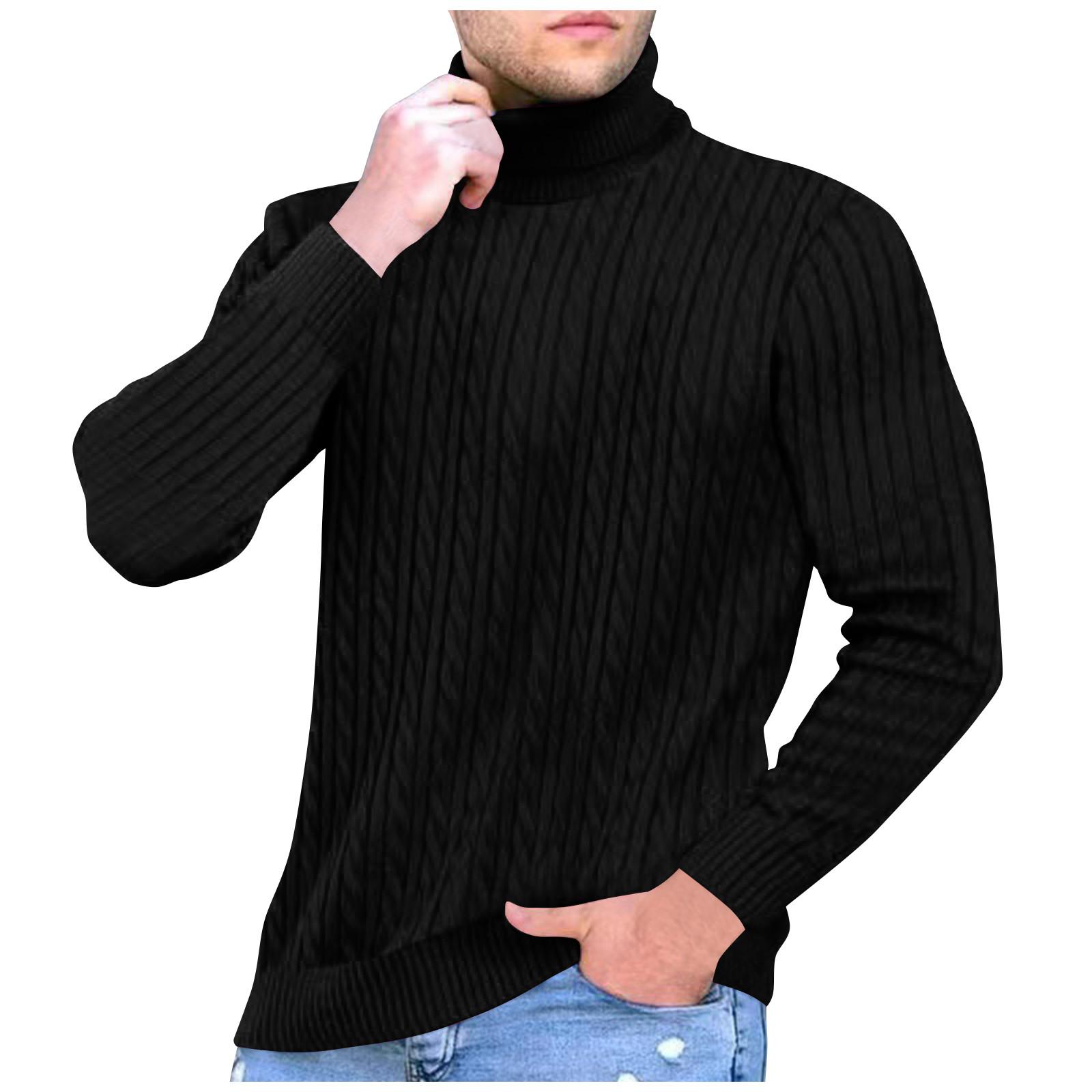 

Men s Turtleneck Sweater Men s Casual Fashion Textured Pullover Bottoming Sweater XXXXXL чорний