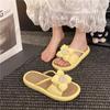 2025Comfortable Linen  Soft and Lightweight Cotton Slippers Cute Bowknot Flat Slipper Couples Slides Home Shoes for