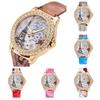 Relógio Feminino Torre Eiffel Pulseira de Couro Sintético com Strass Mostrador Redondo Analógico Quartzo
