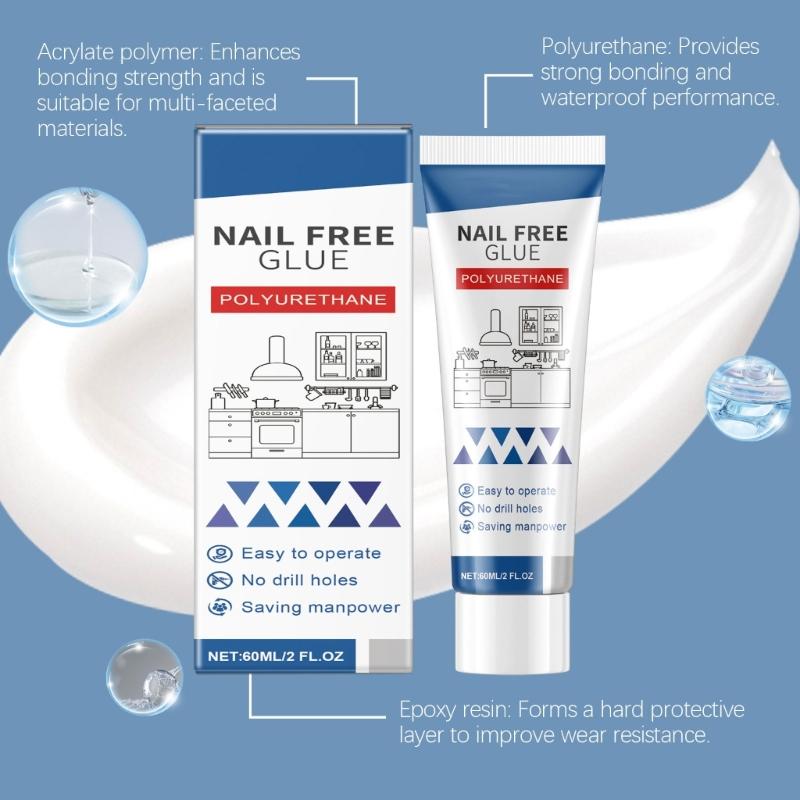 60ml Multifunction Glues Nail Frees Glues Water Resistant Glues Instants Bonding Adhesive Glues Easy To Use for Home