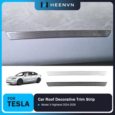 Heenvn Stainless Steel Car Roof Peaker Cover Decorative Trim Strip For Tesla Model 3 Highland 2024-2026 Interior Accessories