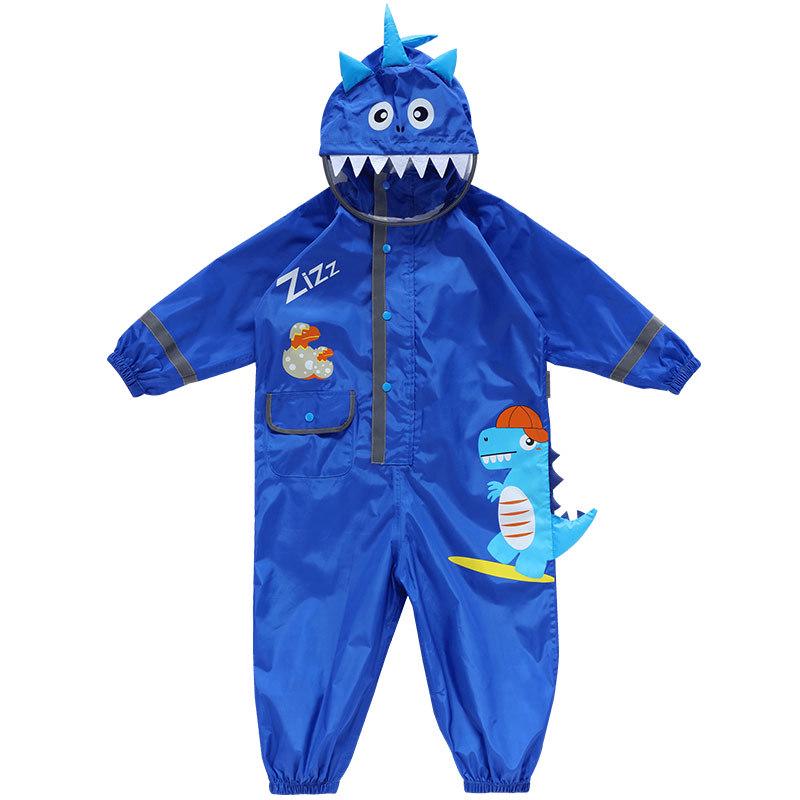 Dinosaur Pattern 3D Children s Raincoat: Reflective, Breathable, One-Piece Poncho for Boys and Girls