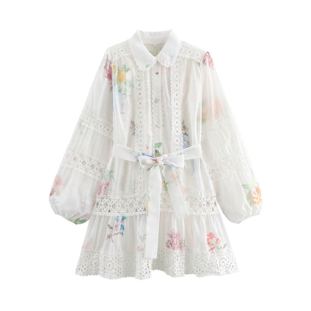 

Женская мода весна 2025: Платье в европейском и американском стиле с кружевной вставкой и принтом L